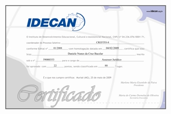 Certificado Idecan Miniatura